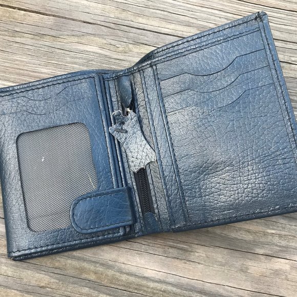 Blue Wallet Handmade Men Card Holder Purse Leather - Picture 1 of 12